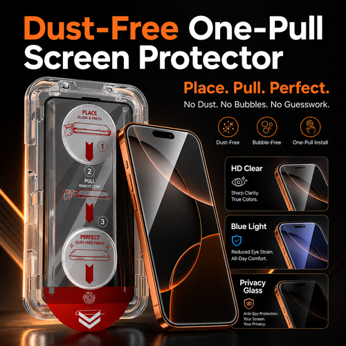 📢LAST DAY 49% OFF🔥📱Dust-Free One-Pull Tempered Glass Screen Protector