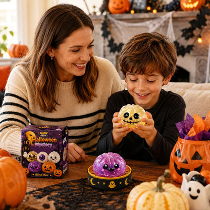 🎃 Halloween Steamed Bun Squishy Toy Set ✨Slow Rising Stress Relief Fidget Toy with Steamer Base