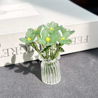 🏺 Handcrafted Mini Glass Flower Set | 7 Flowers & 1 Vase🌷 DIY Eternal Floral Desktop Ornament