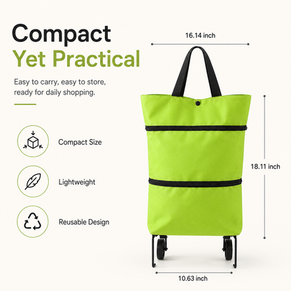🔥HOT SALE🥳💞50K+ SOLD!💥🛒Foldable Wheeled Shopping Bag, 2-in-1 Grocery Trolley Tote