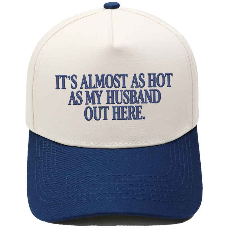 🤣🧢Funny "Almost As Hot As My Husband" Embroidered Hat | Retro Aesthetic Two-Tone Snapback Cap for Women | Trendy Camo & Graphic Summer Statement Baseball Cap