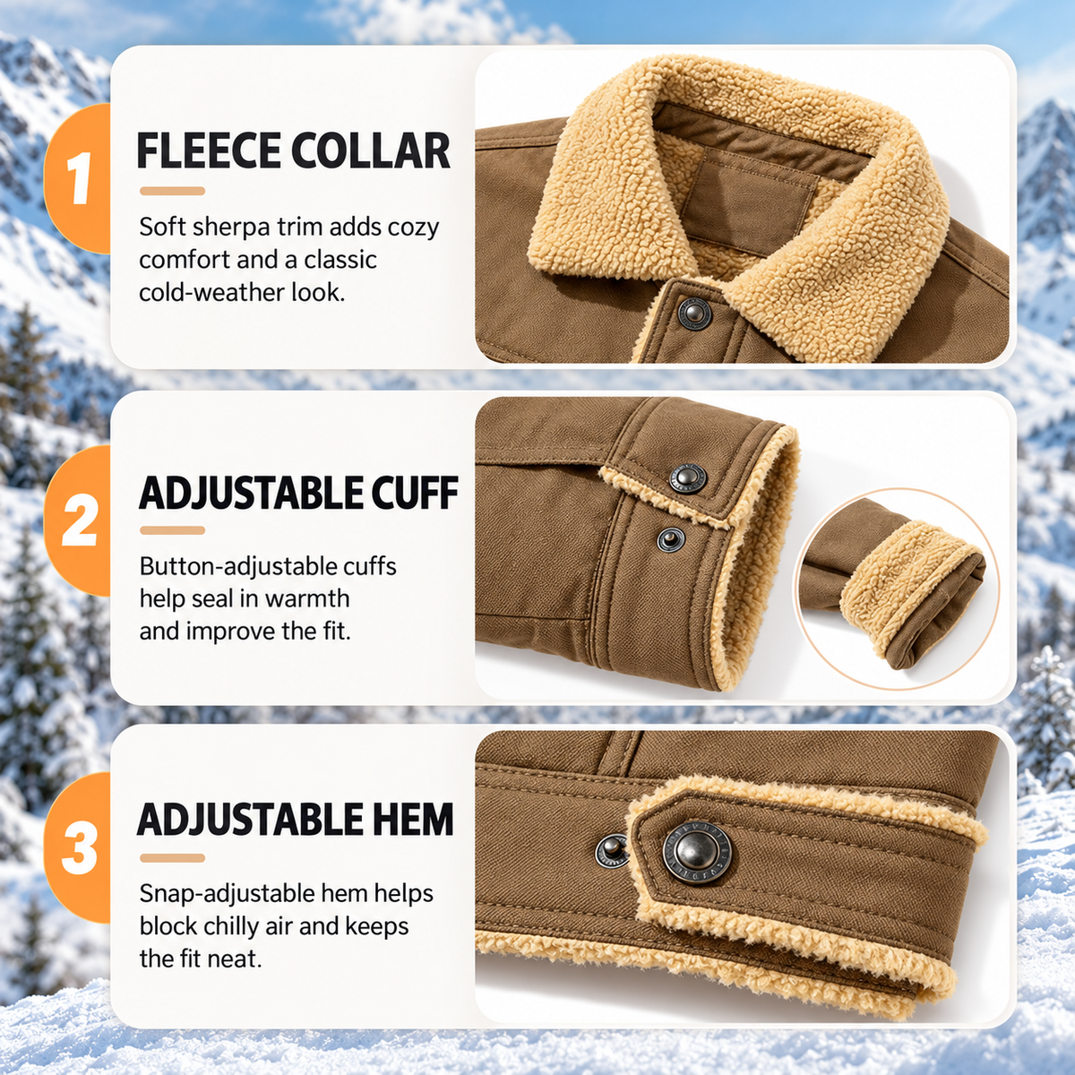 🔥Last Day 49%❄️ Men’s Sherpa-Lined Workwear Jacket 🧥 Warm & Rugged Winter Coat