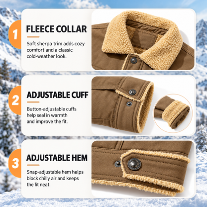 🔥Last Day 49%❄️ Men’s Sherpa-Lined Workwear Jacket 🧥 Warm & Rugged Winter Coat