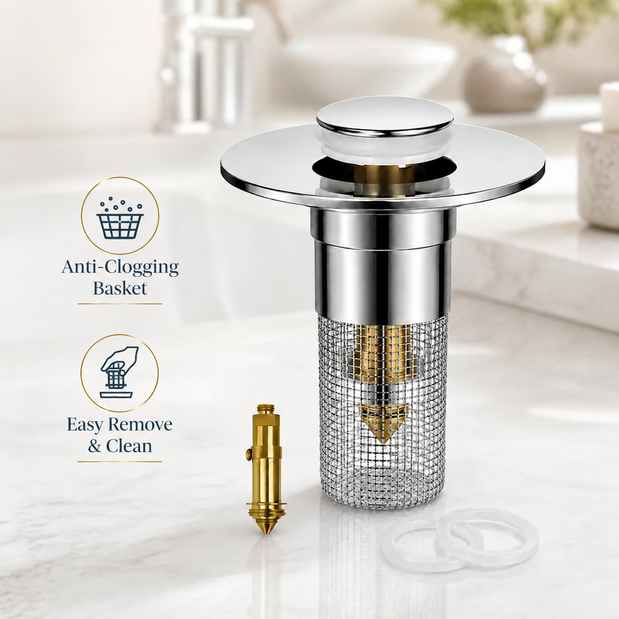 ⚡BUY 1 GET 1 FREE🔥🚿 Pop-Up Sink Drain Stopper,Anti-Clog Leak-Proof Basin Drain Filter