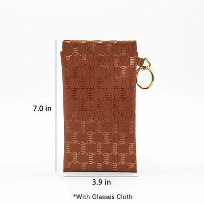 📢Best Seller🔥Spring-Open PU Leather Sunglasses Pouch 👓| Portable Eyeglass Case with Keychain