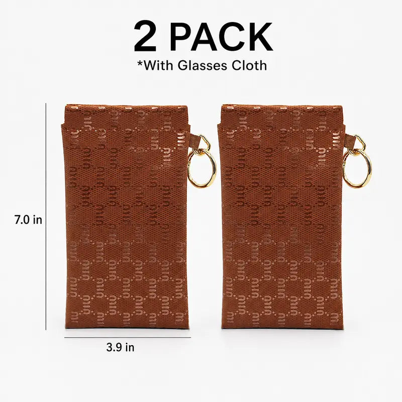 📢Best Seller🔥Spring-Open PU Leather Sunglasses Pouch 👓| Portable Eyeglass Case with Keychain