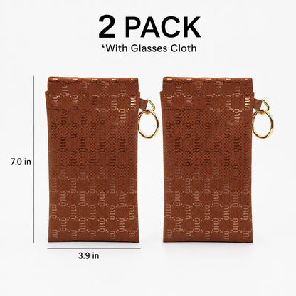 📢Best Seller🔥Spring-Open PU Leather Sunglasses Pouch 👓| Portable Eyeglass Case with Keychain