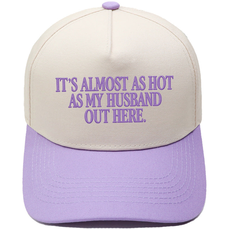 🤣🧢Funny "Almost As Hot As My Husband" Embroidered Hat | Retro Aesthetic Two-Tone Snapback Cap for Women | Trendy Camo & Graphic Summer Statement Baseball Cap