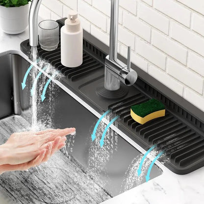 📢LAST DAY 49% OFF🔥🚰Silicone Sink Faucet Splash Guard Mat | 7° Slope Self Draining Foldable Kitchen Counter Mat