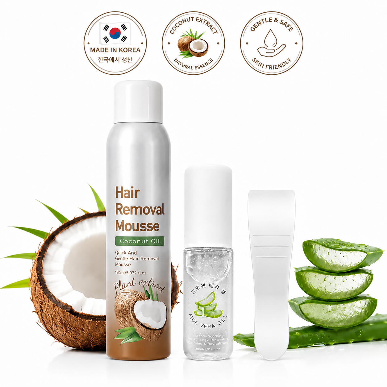 🔥LAST DAY 49% OFF🔥🥥 Hair Removal Mousse Set🌿Gentle Depilatory Foam for Sensitive Skin