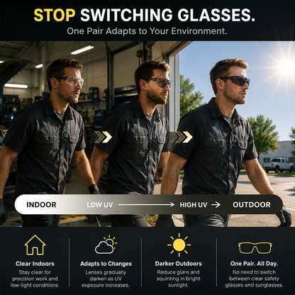 🔥Limited-Time 49% OFF🕶️Photochromic Safety Glasses – Indoor & Outdoor Impact Protection