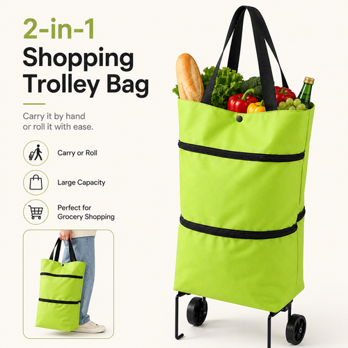 🔥HOT SALE🥳💞50K+ SOLD!💥🛒Foldable Wheeled Shopping Bag, 2-in-1 Grocery Trolley Tote