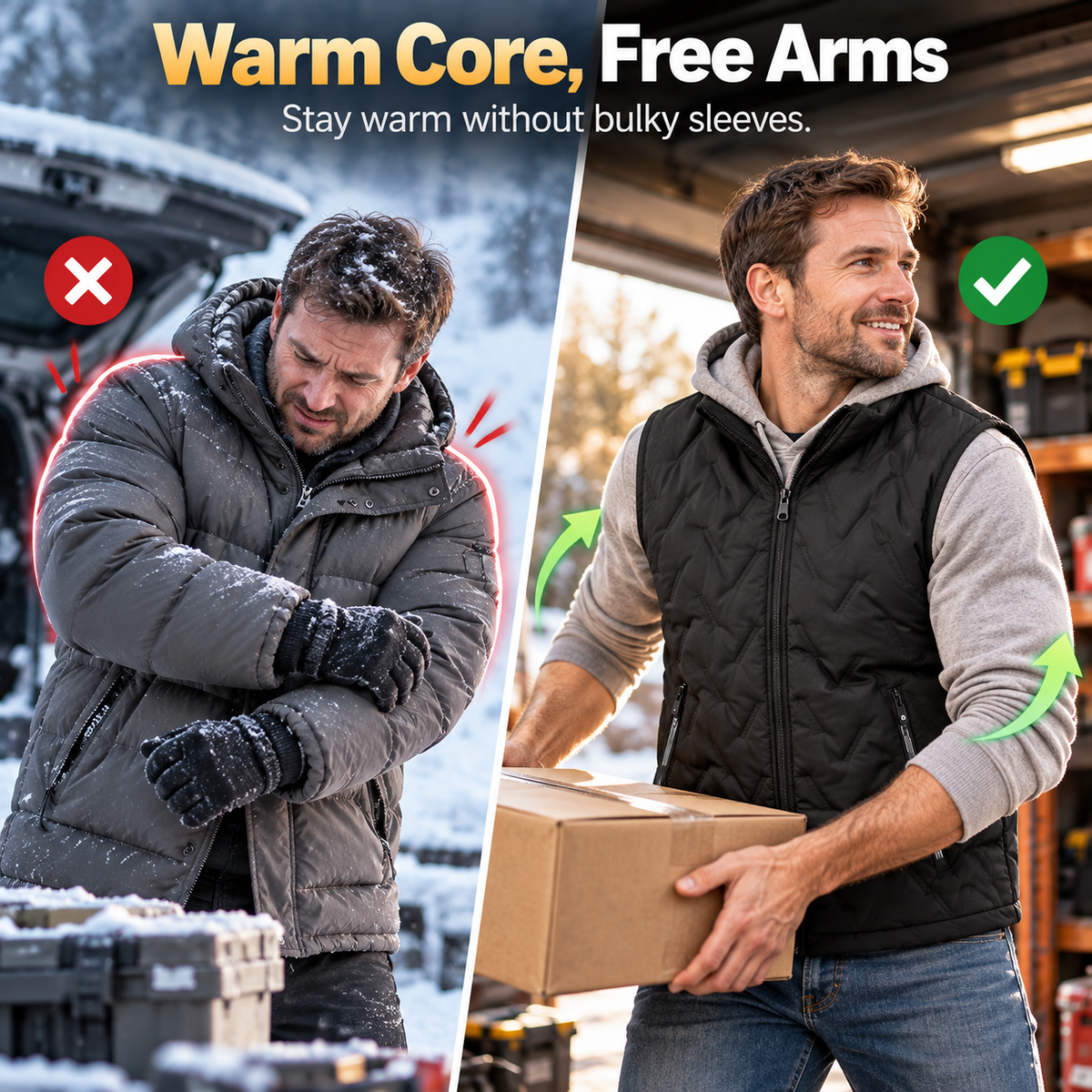 🔥Last Day 49%| Men’s Fleece-Lined Quilted Vest ❄️ Warm & Lightweight Winter Layer