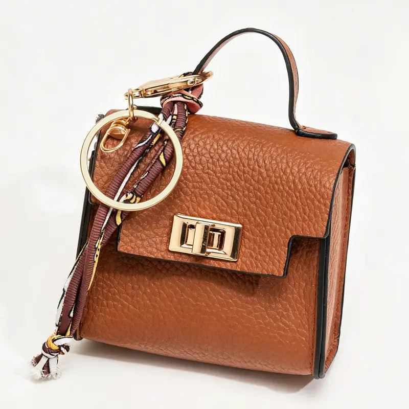 Hot Sales 🔥👜Mini Square Bag Pendant Keychain💕 - High Quality Leather with Colorful Strap