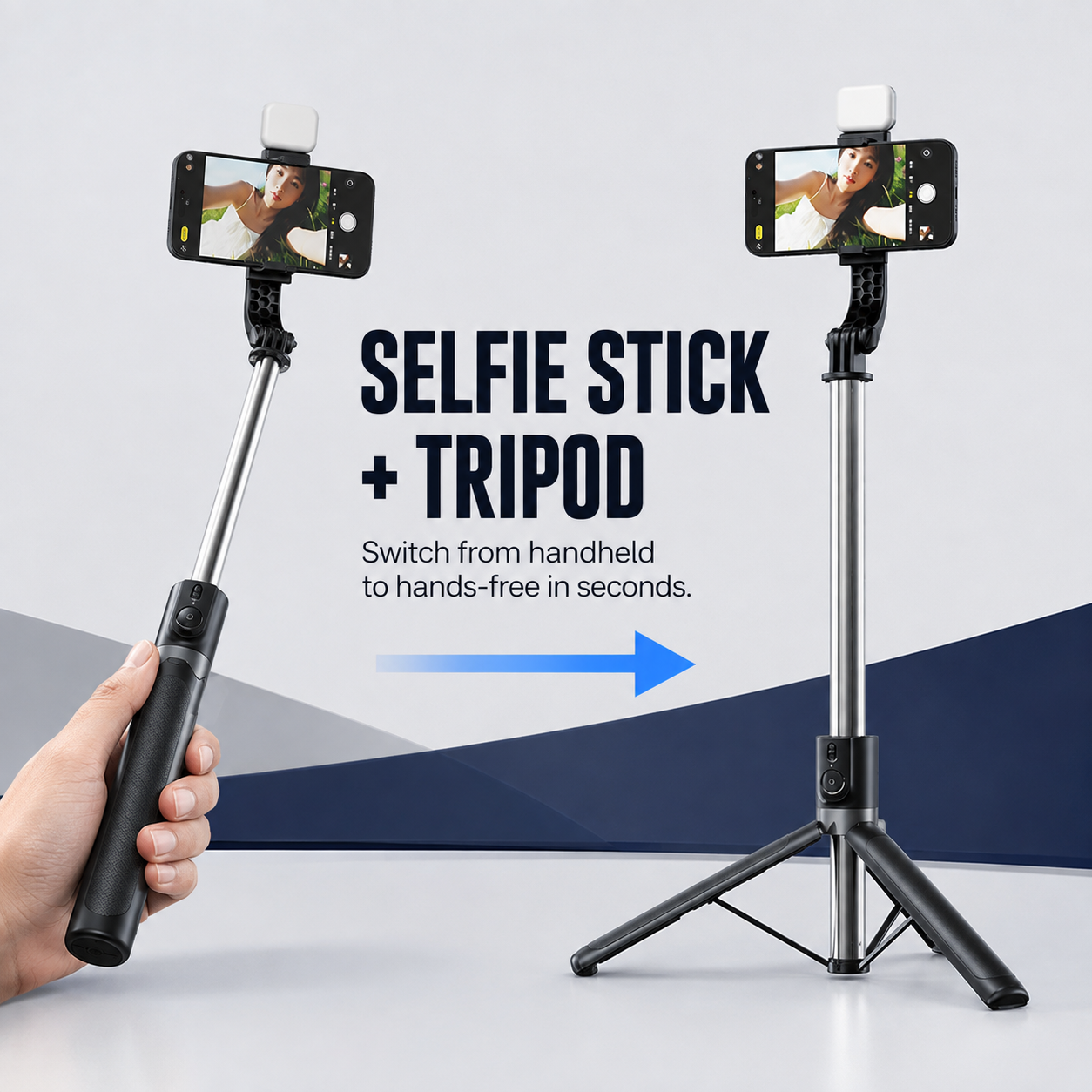 🔥LAST DAY 49% OFF🔥📸All‑in‑One Cell Phone Tripod Selfie Stick with Wireless Remote📱