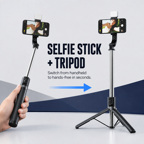 🔥LAST DAY 49% OFF🔥📸All‑in‑One Cell Phone Tripod Selfie Stick with Wireless Remote📱