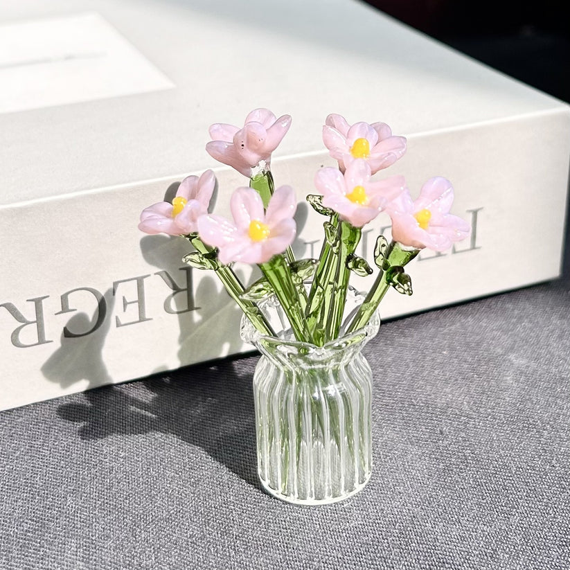🏺 Handcrafted Mini Glass Flower Set | 7 Flowers & 1 Vase🌷 DIY Eternal Floral Desktop Ornament