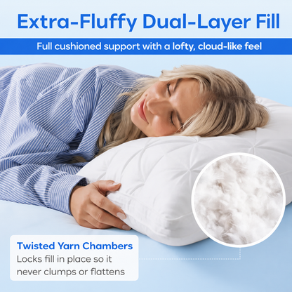 ☁️Dual Layer Cooling Fluffy Neck Support Bed Pillow Machine Washable