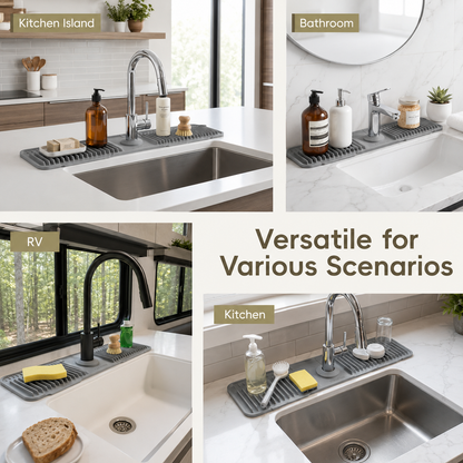 📢LAST DAY 49% OFF🔥🚰Silicone Sink Faucet Splash Guard Mat | 7° Slope Self Draining Foldable Kitchen Counter Mat