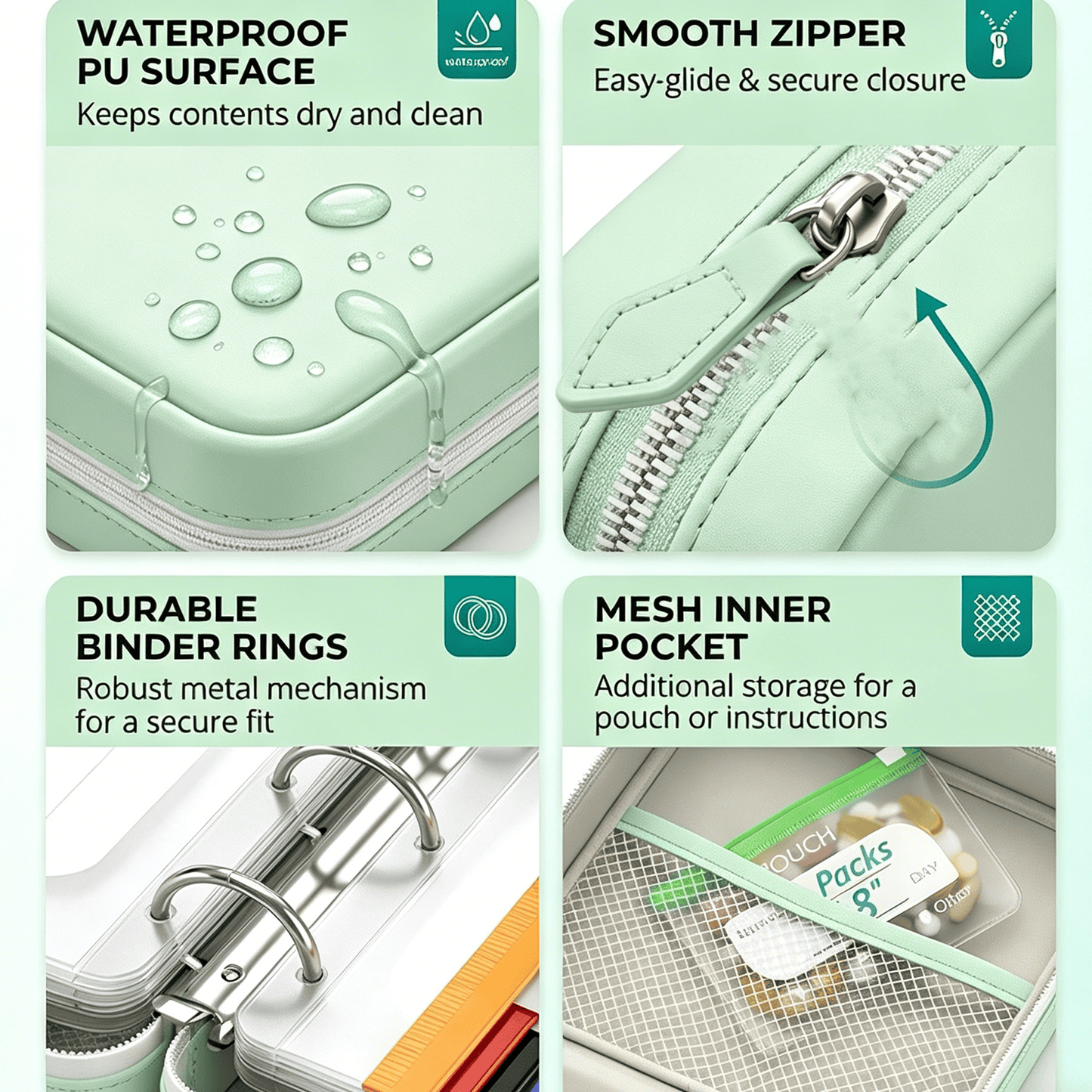 🔥 49% OFF | Waterproof Pill Organizer Binder – 14 Reusable Color-Coded Travel Pouches