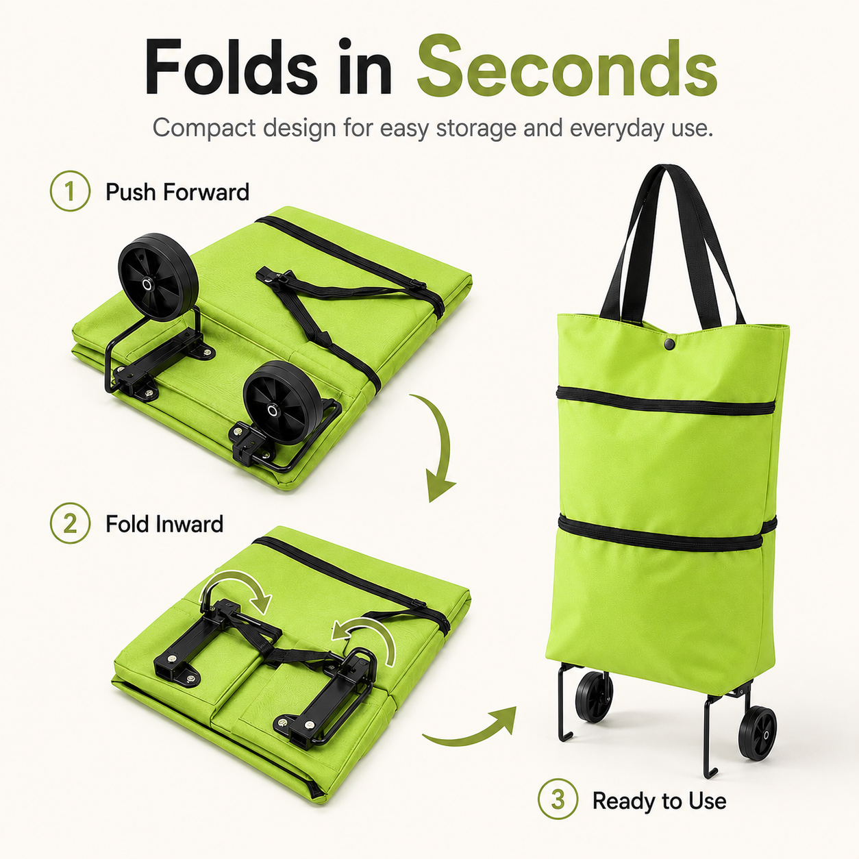 🔥HOT SALE🥳💞50K+ SOLD!💥🛒Foldable Wheeled Shopping Bag, 2-in-1 Grocery Trolley Tote