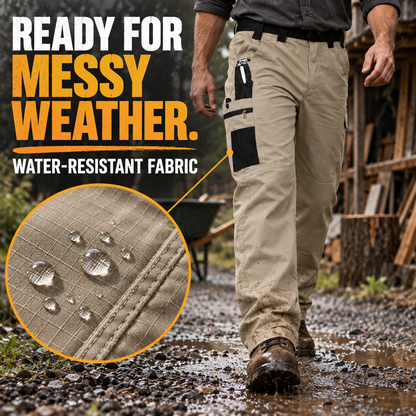 🔥49% OFF 👖 Men's Ripstop Cargo Work Pants, Water-Resistant Utility Pants with Tool Pockets