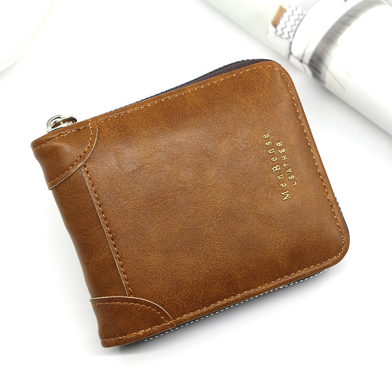 2025 New Men's Wallet PU Leather Retro Zipper Wallet