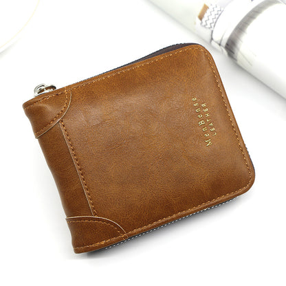 2025 New Men's Wallet PU Leather Retro Zipper Wallet