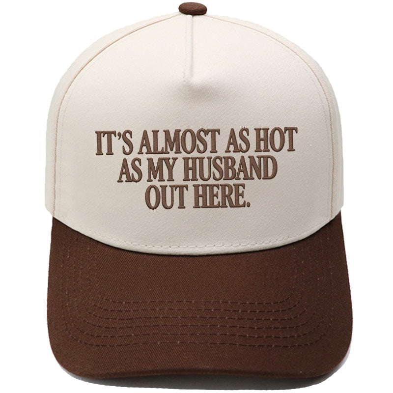🤣🧢Funny "Almost As Hot As My Husband" Embroidered Hat | Retro Aesthetic Two-Tone Snapback Cap for Women | Trendy Camo & Graphic Summer Statement Baseball Cap