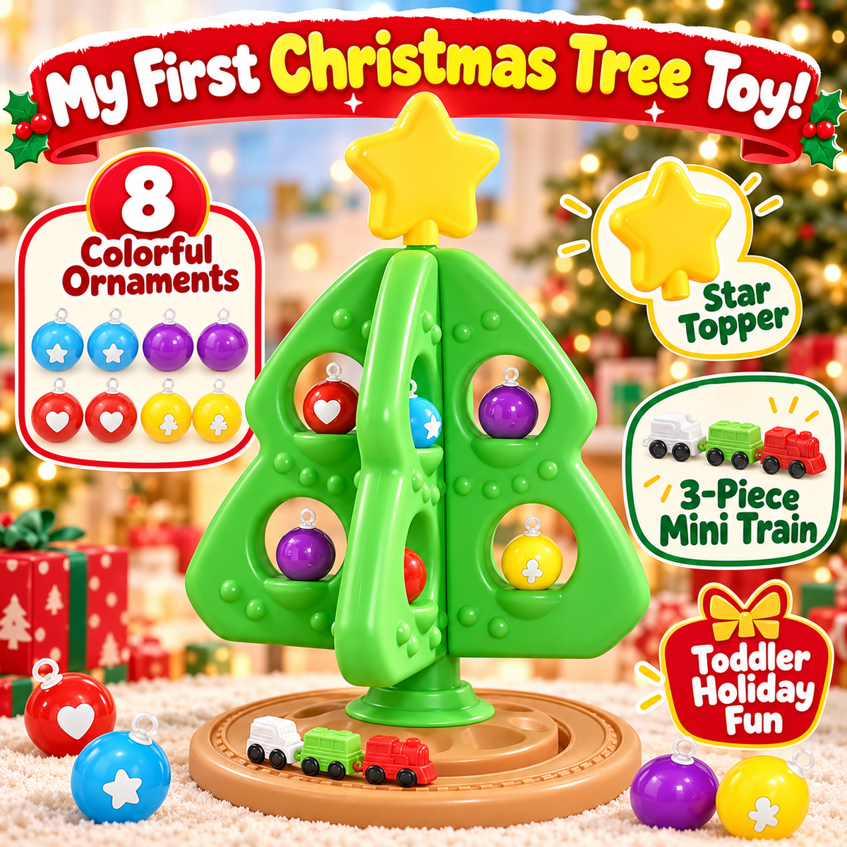 🎄🎁 My First Christmas Tree | Toddler Decorating Toy Set with Ornaments & Mini Train 🚂