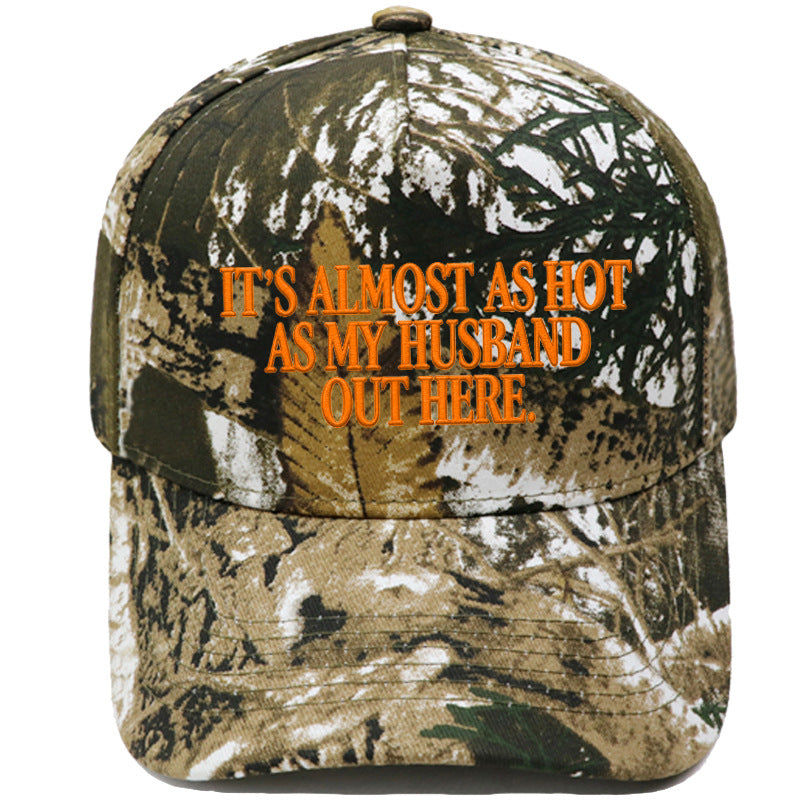 🤣🧢Funny "Almost As Hot As My Husband" Embroidered Hat | Retro Aesthetic Two-Tone Snapback Cap for Women | Trendy Camo & Graphic Summer Statement Baseball Cap