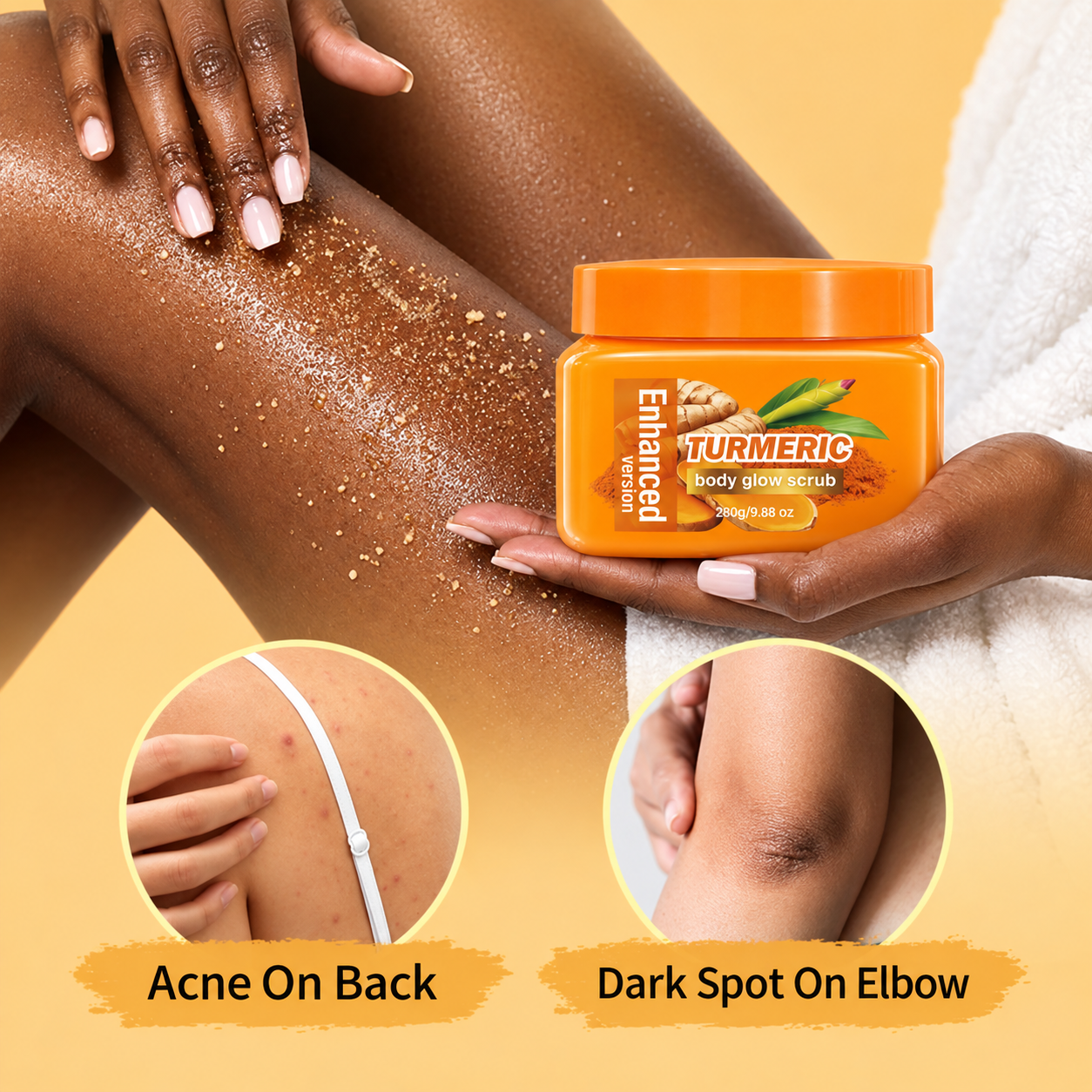 Limited-Time 49% OFF🔥Upgraded Turmeric Body Glow Scrub 🧡 | Exfoliating, Brightening & Moisturizing Body Scrub ✨