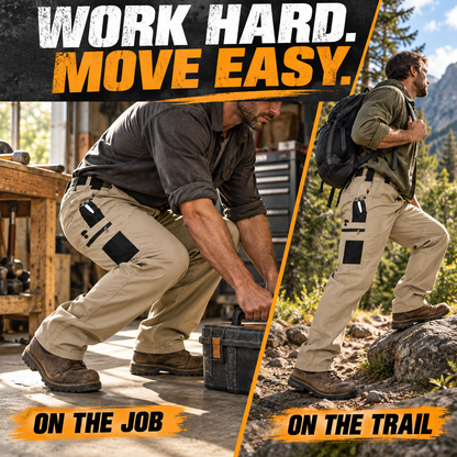 🔥49% OFF 👖 Men's Ripstop Cargo Work Pants, Water-Resistant Utility Pants with Tool Pockets