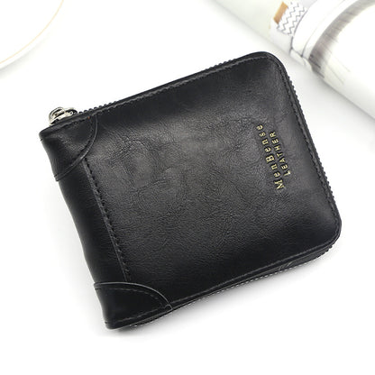 2025 New Men's Wallet PU Leather Retro Zipper Wallet