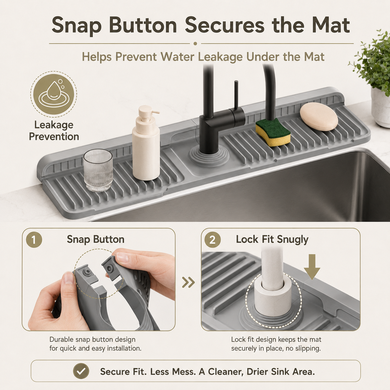 📢LAST DAY 49% OFF🔥🚰Silicone Sink Faucet Splash Guard Mat | 7° Slope Self Draining Foldable Kitchen Counter Mat
