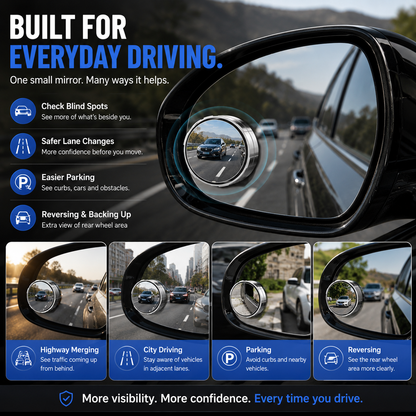 🔥LAST DAY 49% OFF🚗 2-Pack 360° Adjustable Blind Spot Mirrors – Wide-Angle HD Car Side Mirror