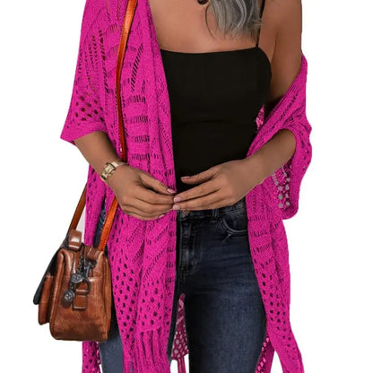 🔥 Limited-Time 49% OFF🏖️ Women's Boho Crochet Fringe Cardigan 🌿 Lightweight Summer Kimono