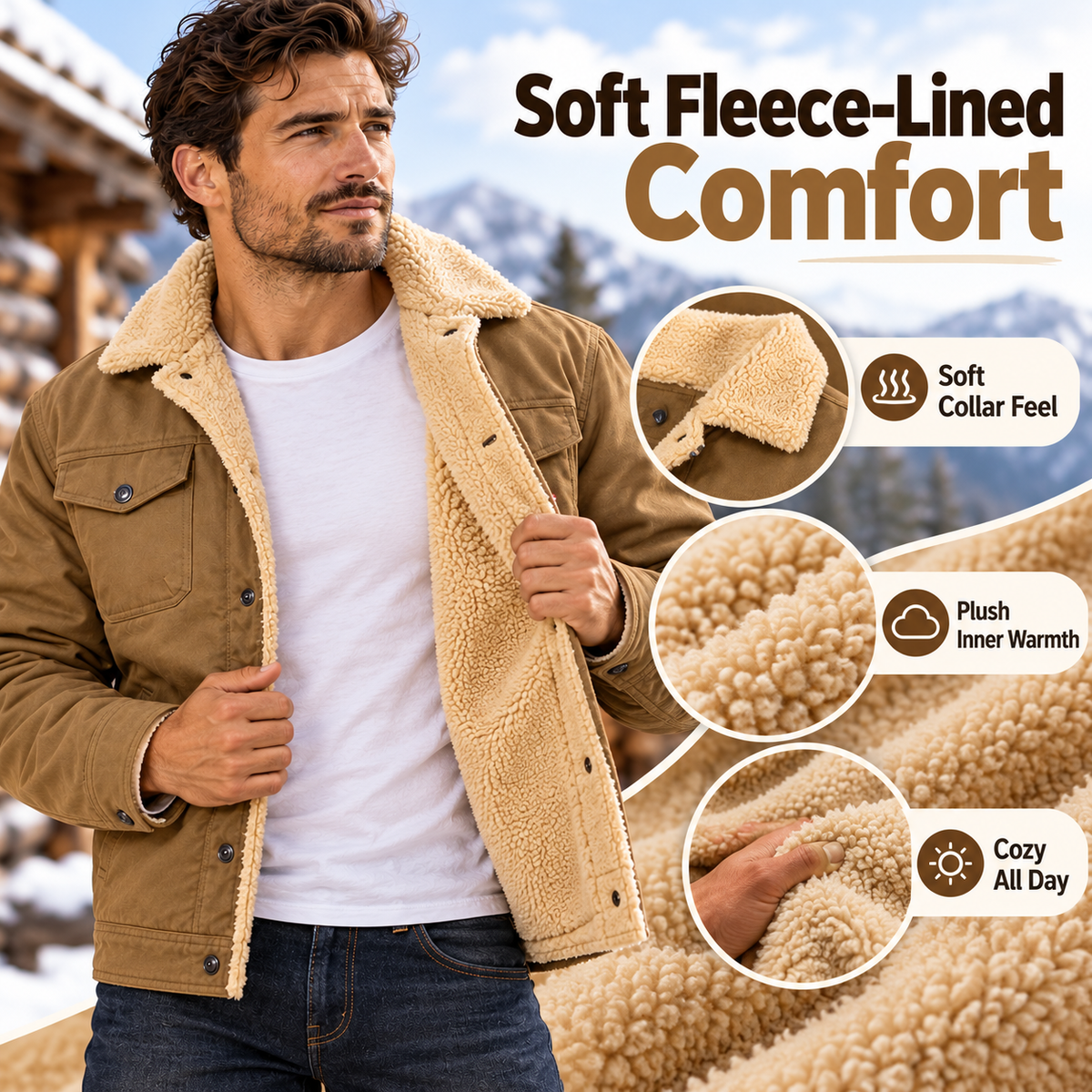 🔥Last Day 49%❄️ Men’s Sherpa-Lined Workwear Jacket 🧥 Warm & Rugged Winter Coat
