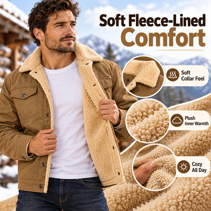 🔥Last Day 49%❄️ Men’s Sherpa-Lined Workwear Jacket 🧥 Warm & Rugged Winter Coat