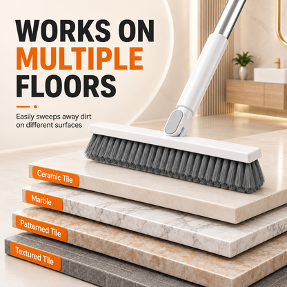 🔥LAST DAY 49% OFF🔥🧼 2 in 1 Floor Scrub Brush with Long Handle🧹 Rotatable Tile Cleaning Brush with Squeegee
