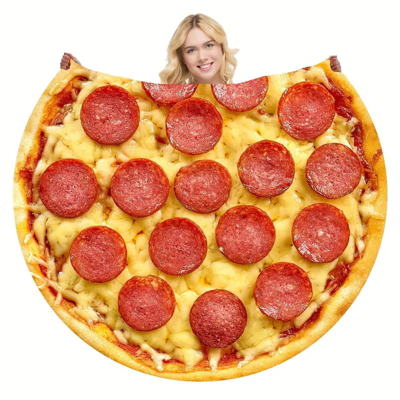 Pepperoni Pizza realistic round food blanket