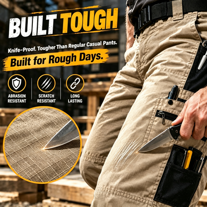 🔥49% OFF 👖 Men's Ripstop Cargo Work Pants, Water-Resistant Utility Pants with Tool Pockets