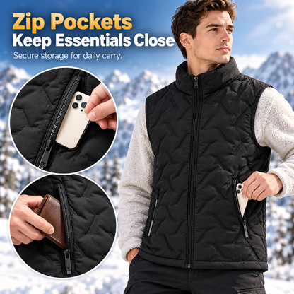 🔥Last Day 49%| Men’s Fleece-Lined Quilted Vest ❄️ Warm & Lightweight Winter Layer