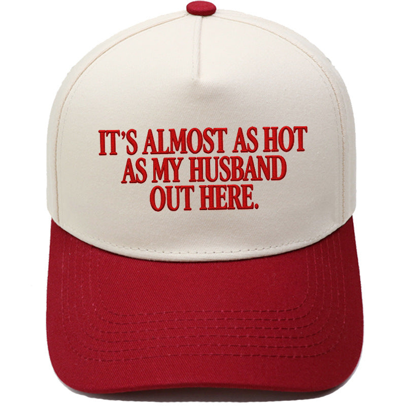 🤣🧢Funny "Almost As Hot As My Husband" Embroidered Hat | Retro Aesthetic Two-Tone Snapback Cap for Women | Trendy Camo & Graphic Summer Statement Baseball Cap