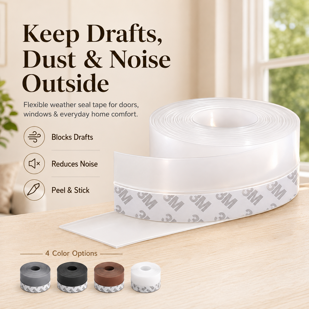 ⚡HOT SALES🔥🛡️ Self‑Adhesive Weather Stripping | Door & Window Draft Stopper Seal Strip