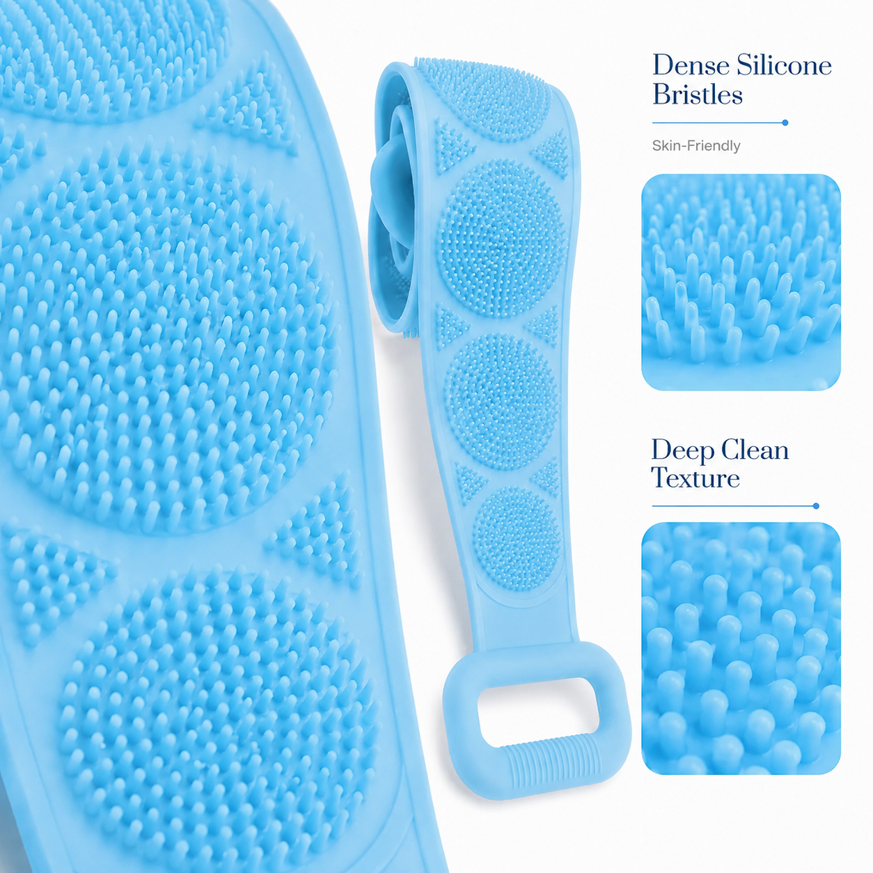 🚿 Dual Handle Silicone Back Scrub Strap | Deep Exfoliating Shower Brush