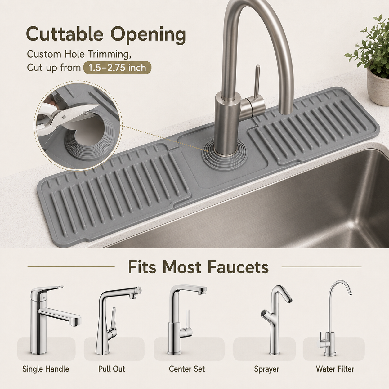 📢LAST DAY 49% OFF🔥🚰Silicone Sink Faucet Splash Guard Mat | 7° Slope Self Draining Foldable Kitchen Counter Mat