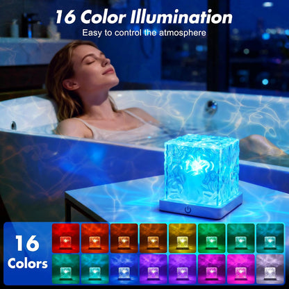 💕49% OFF🔥 Crystal Water Ripple Projector Lamp ✨🌊16-Color Ocean Wave Night Light