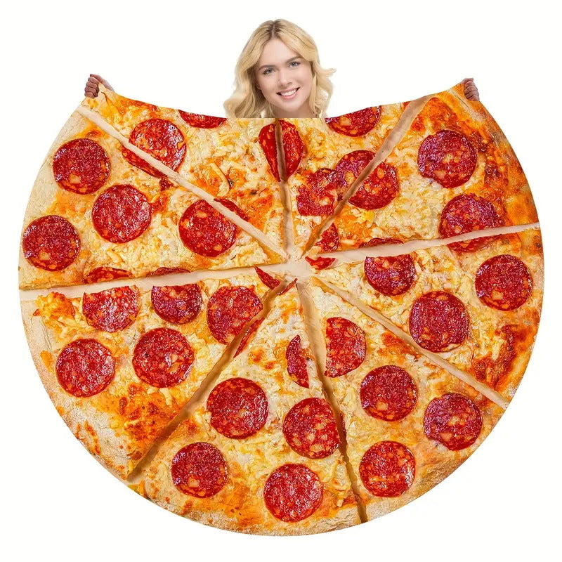 Sliced Pizza realistic round food blanket