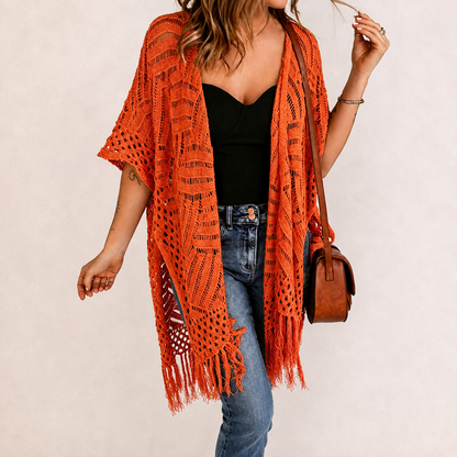 🔥 Limited-Time 49% OFF🏖️ Women's Boho Crochet Fringe Cardigan 🌿 Lightweight Summer Kimono